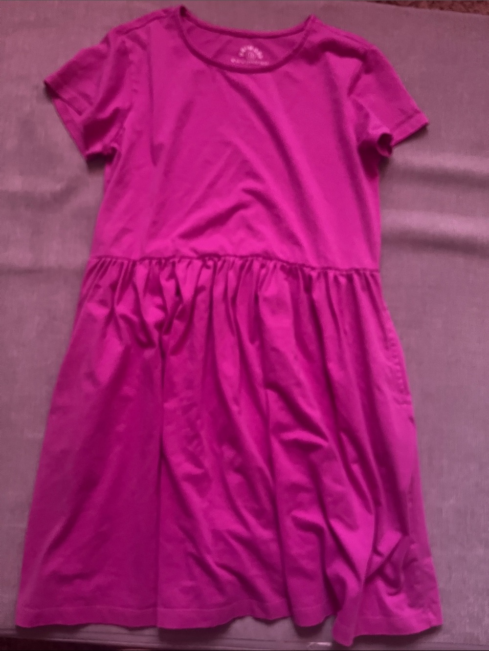 Primary Girls Fuchsia Short-Sleeve Gathered Waist Dress